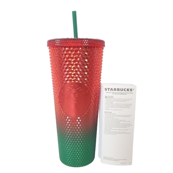 Starbucks X Disneyland 2022 Diamond‎ Christmas Tumbler Red Green 24 oz New - Picture 2 of 6